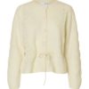 SLFVERA ls knit belt cardigan White