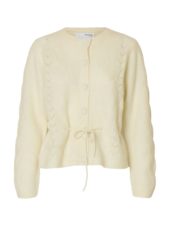 SLFVERA ls knit belt cardigan White