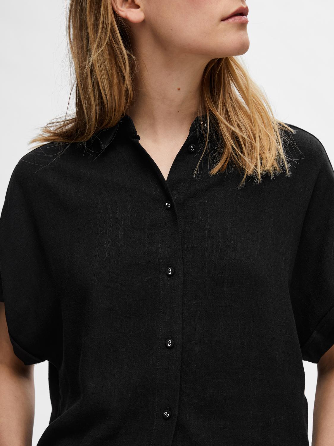 SLFVIVA ss cropped sun shirt Black