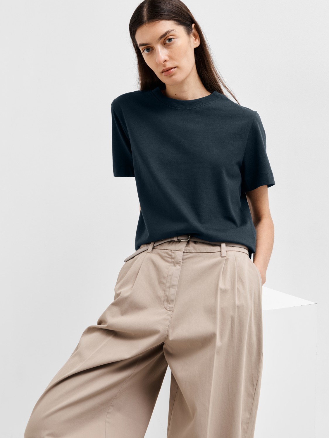 SLFESSENTIAL ss boxy tee Navy