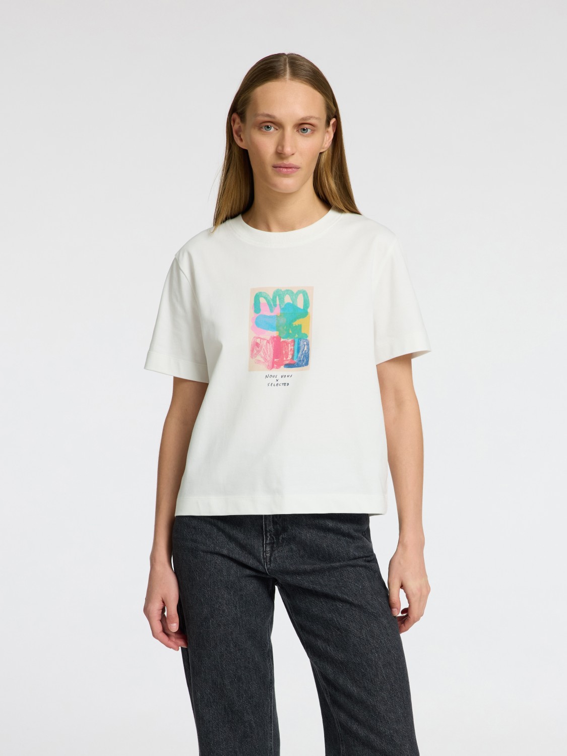 SLFESSENTIAL ss boxy printed tee