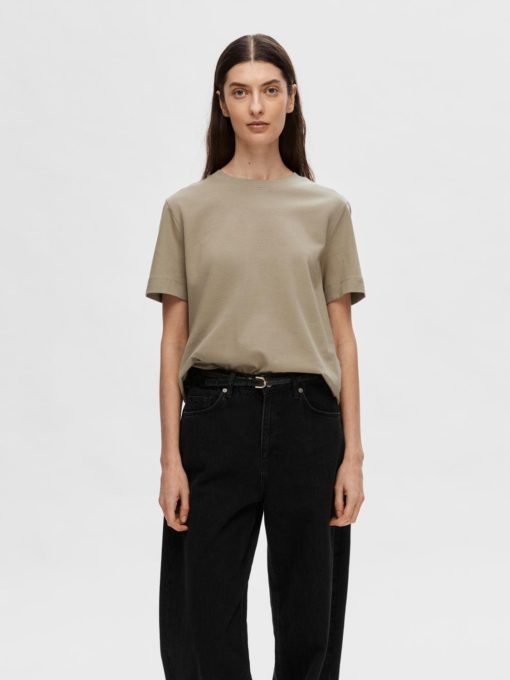 SLFESSENTIAL ss boxy tee Greige