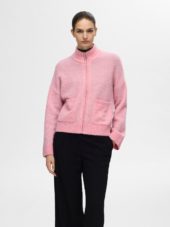 SLFSIA ras ls knit zipper cardigan Peony