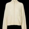 SLFSIA ras ls knit zipper cardigan White