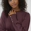 KAlizza Round Neck Knit Pullover Buttons Fudge