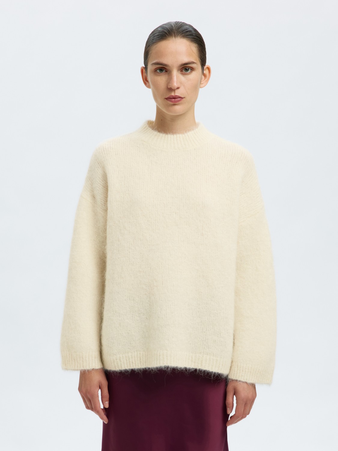 SLFGABRIELLA ls knit new o-neck Birch