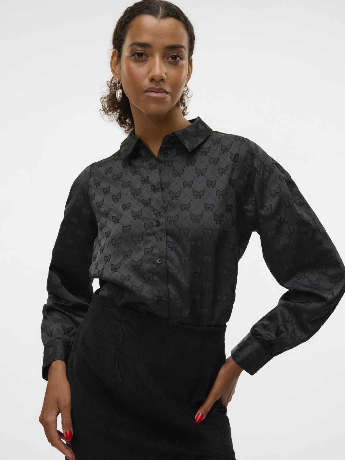 VMVIGA jacquard ls shirt Black