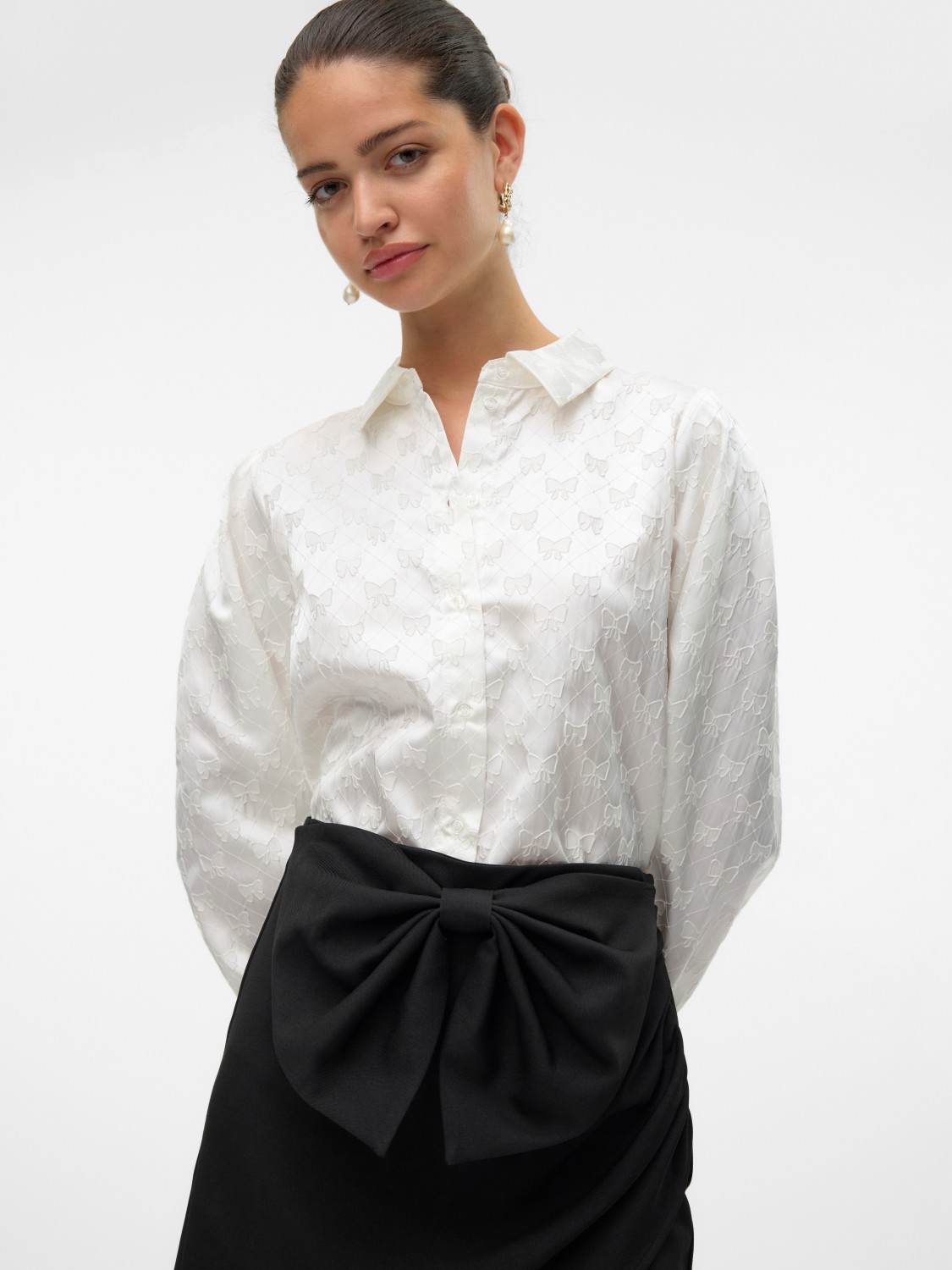 VMVIGA jacquard ls shirt White