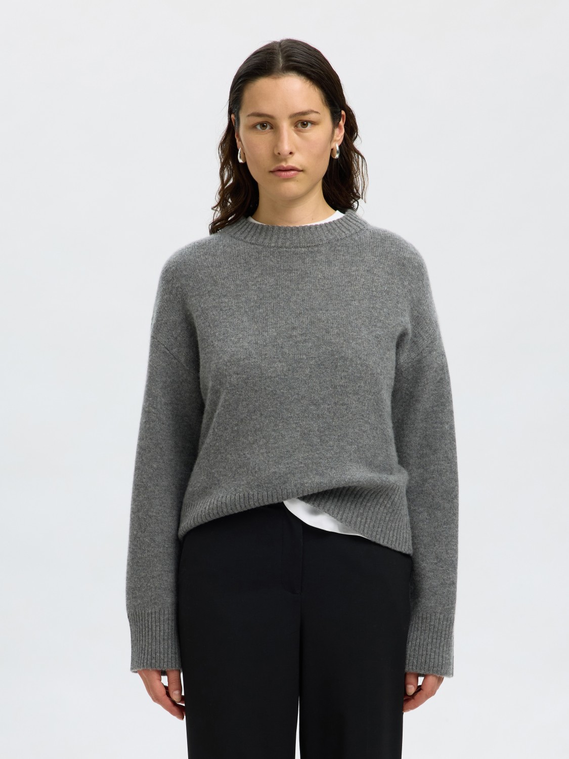 SLFCILLE cashmere blend ls knit o-neck Grey