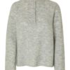 SLFLULU ls knit half zip Grey