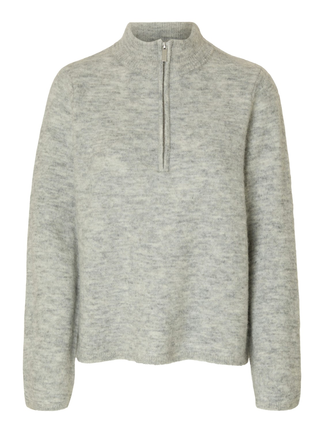 SLFLULU ls knit half zip Grey