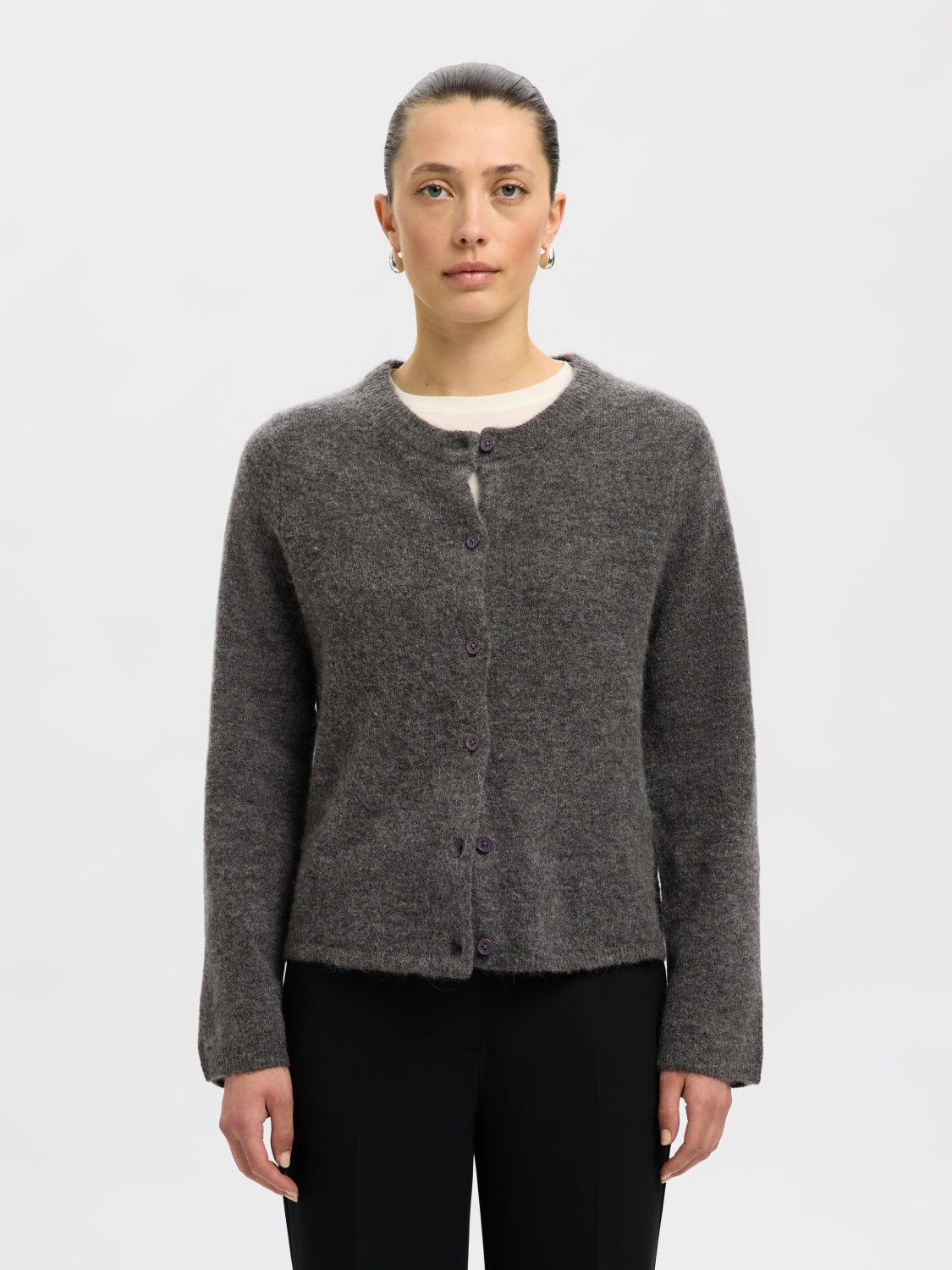 SLFLULU new ls knit cardigan Grey