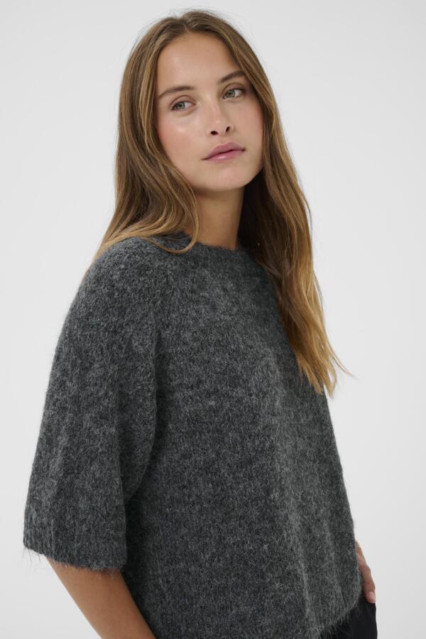 KAemilie Cropped Knit Pullover Grey