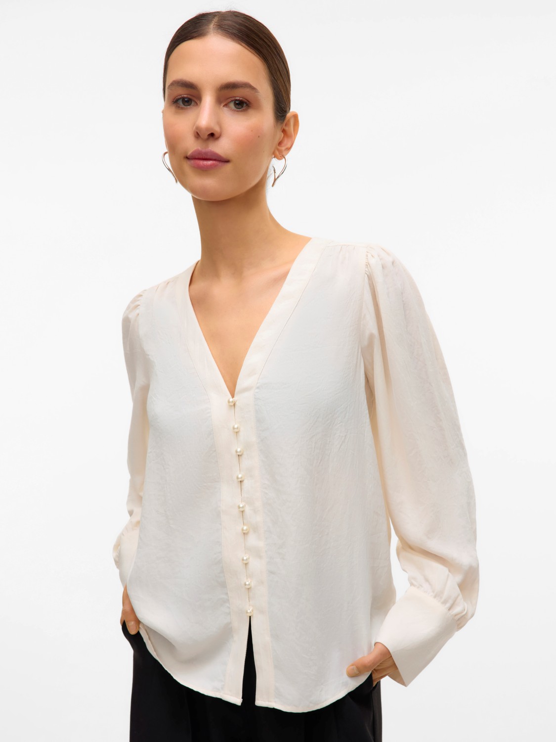 VMFASANA l/s v-neck shirt Birch