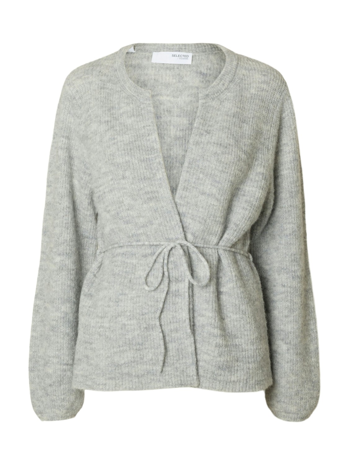 SLFSIA ras ls knit belt cardigan Grey
