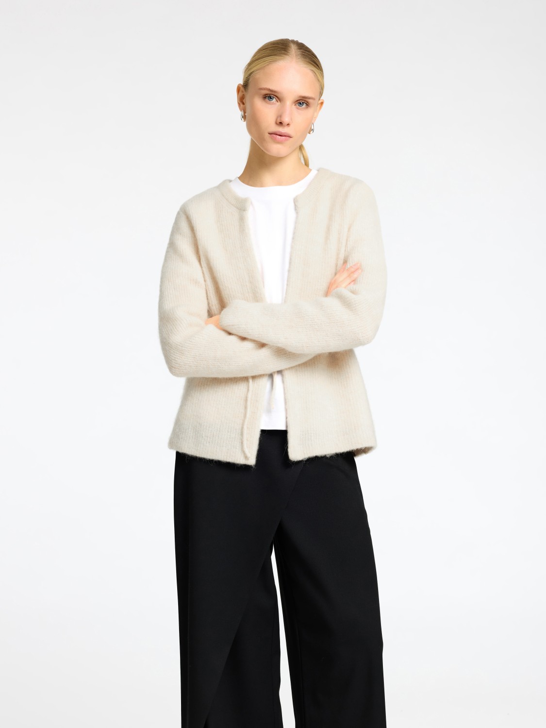 SLFSIA ras ls knit belt cardigan Birch