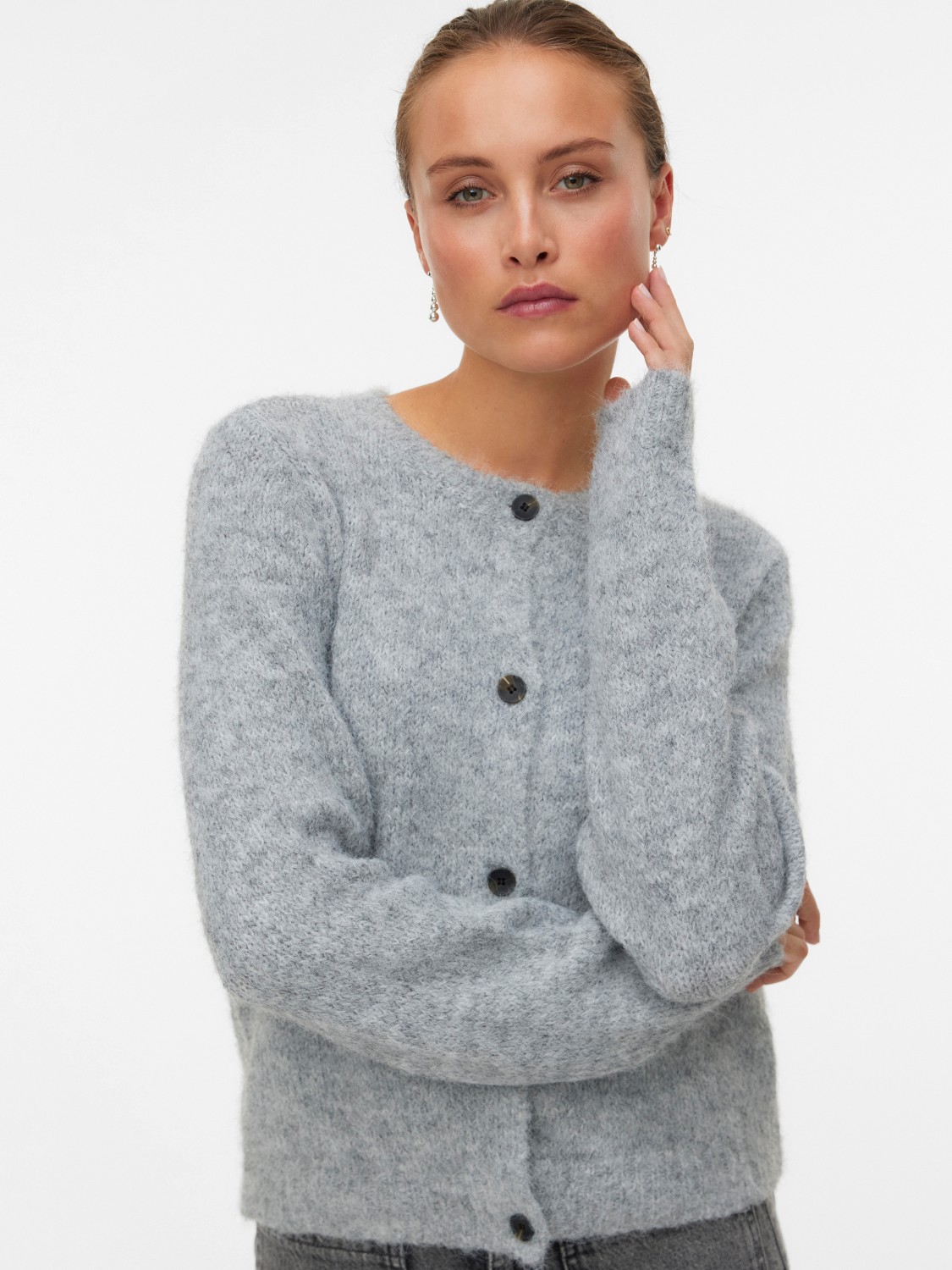 VMNOVAH ls o-neck button cardigan Grey