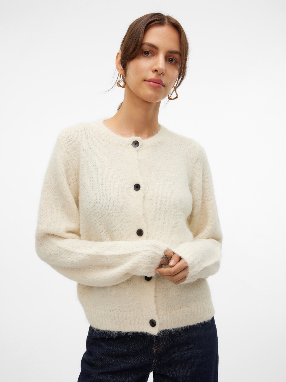 VMNOVAH ls o-neck button cardigan Birch