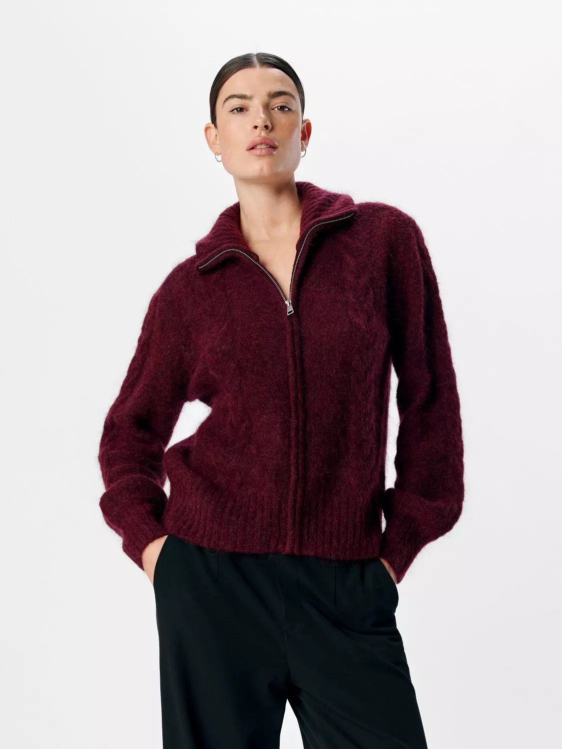 OBJNETE lo knit cardigan Wine
