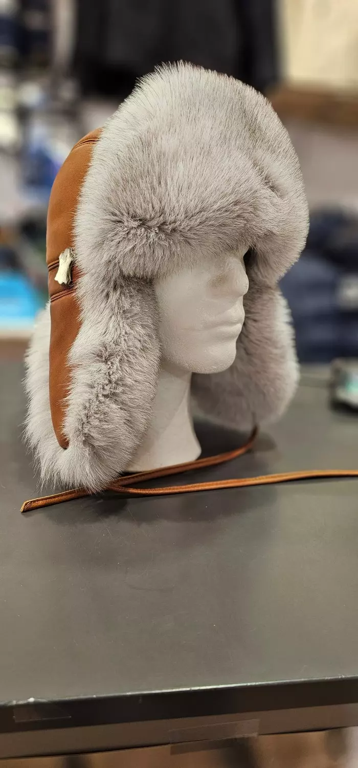 Skinnlue Nappa/Blårev Cognag