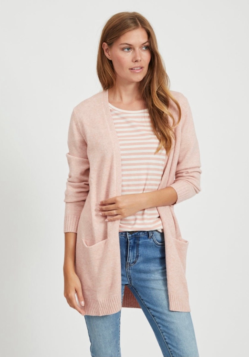 Viril Open L/S Knit Cardigan - Misty Rose