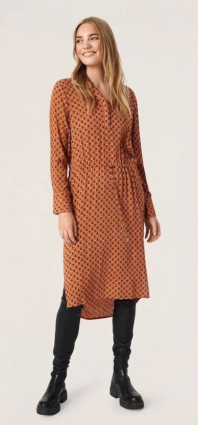 SLZaya Dress LS, Amber brown Blossom