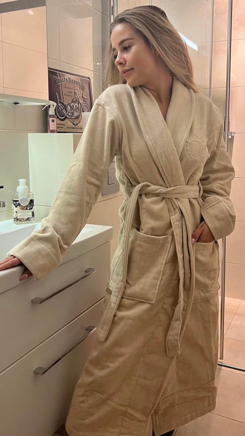 Hotel velour robe - beige