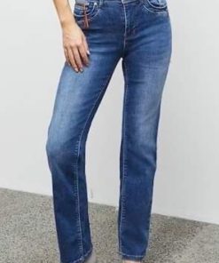 PZKAROLINA HW jeans straight leg - Medium blue