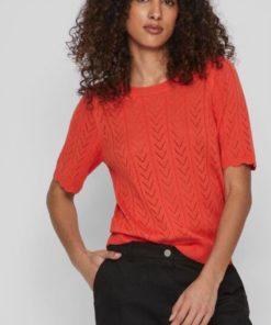 Vishelley o-neck 2/4 knit top - Tigerlily