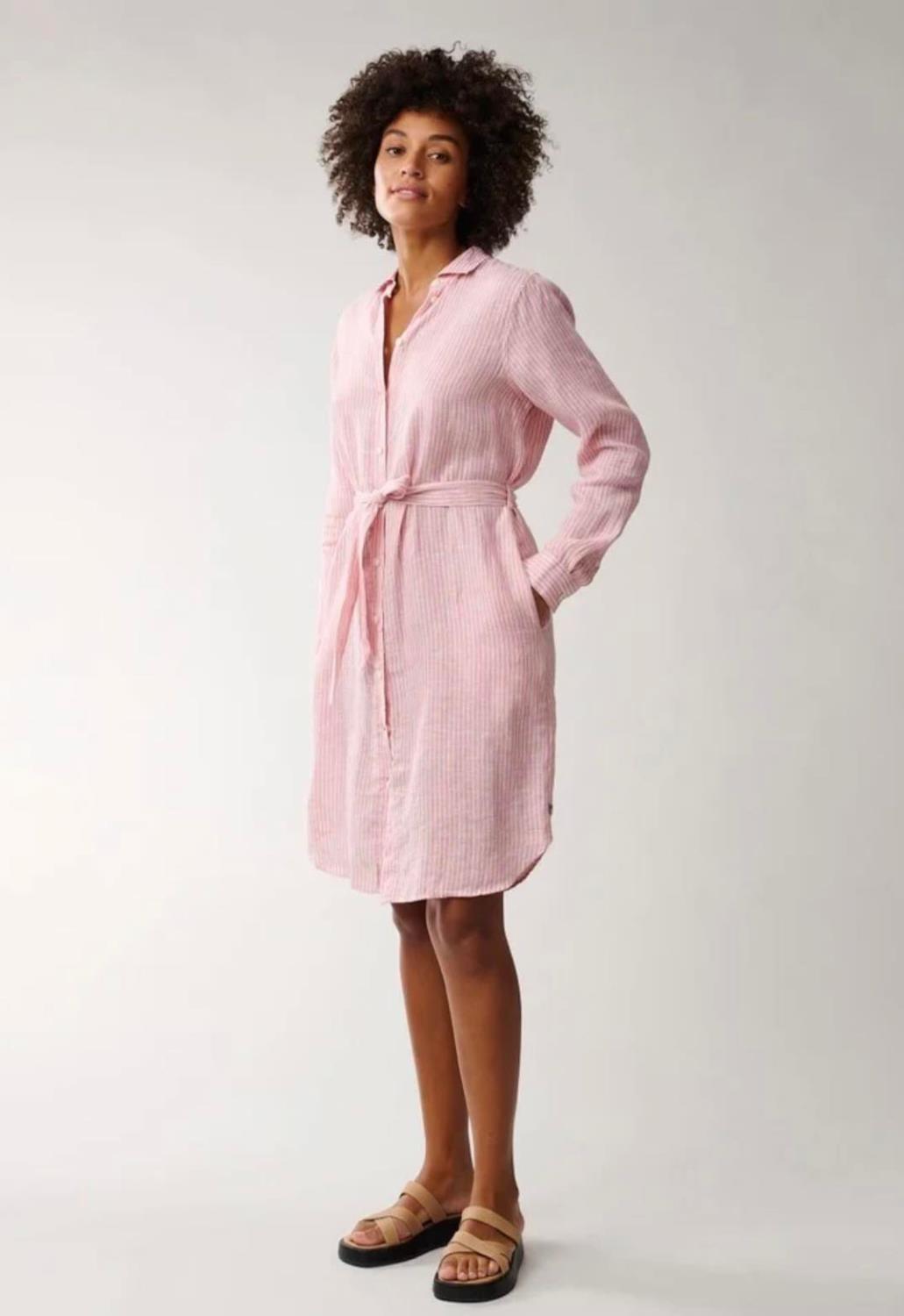 Isa Linen Shirt Dress Pink/White stripe Next Label