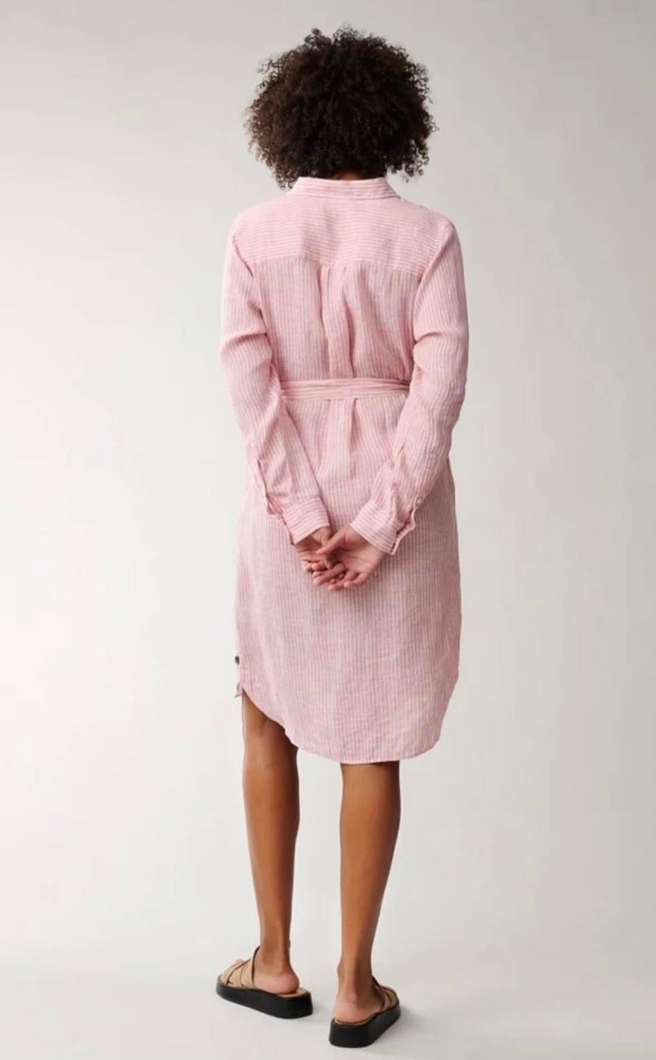 Isa Linen Shirt Dress Pink/White stripe Next Label