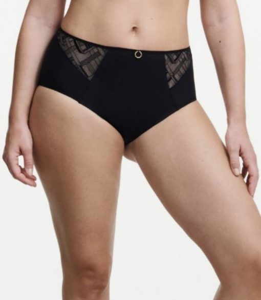 Graphic support high waisted full brief, black
