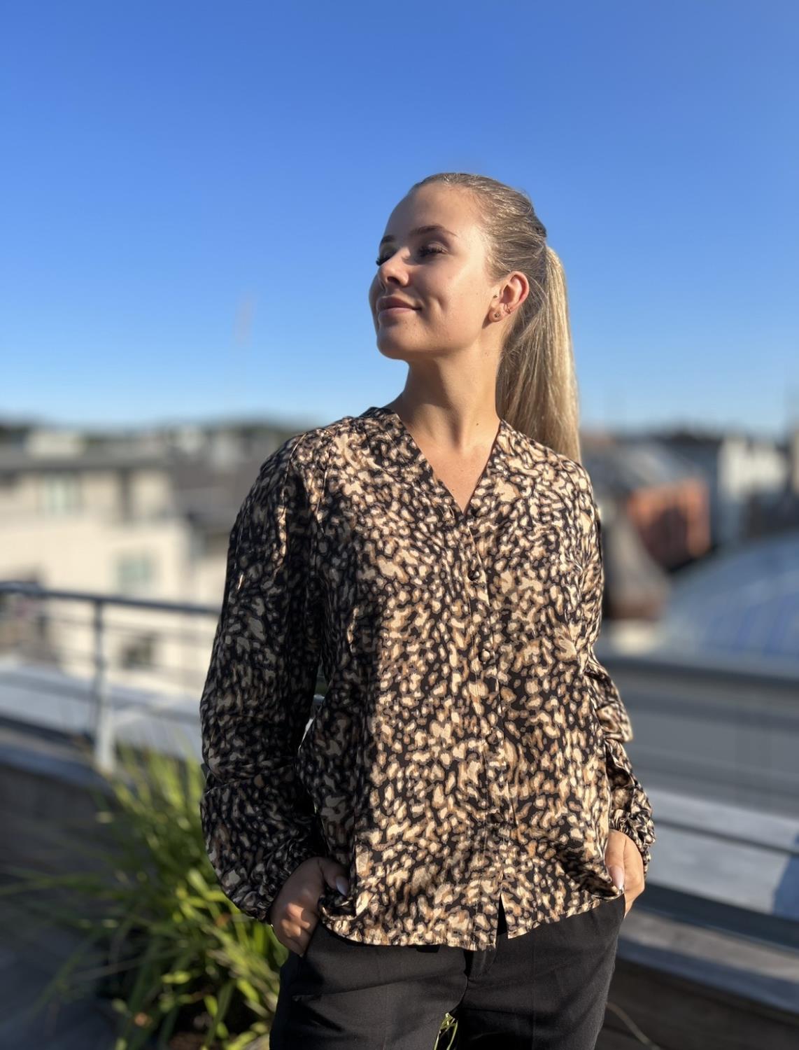 PZMETTE LS Blouse, Irish Cream Printe