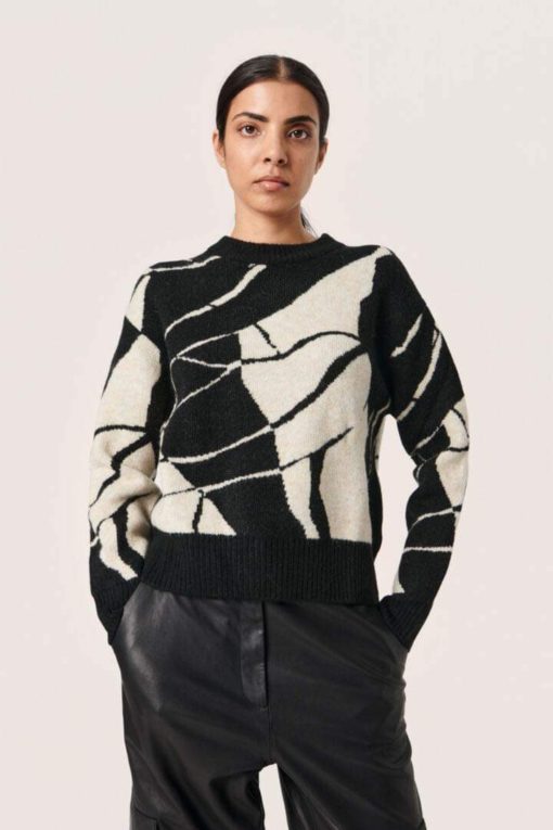 SLRakel Bates Pullover, black & white