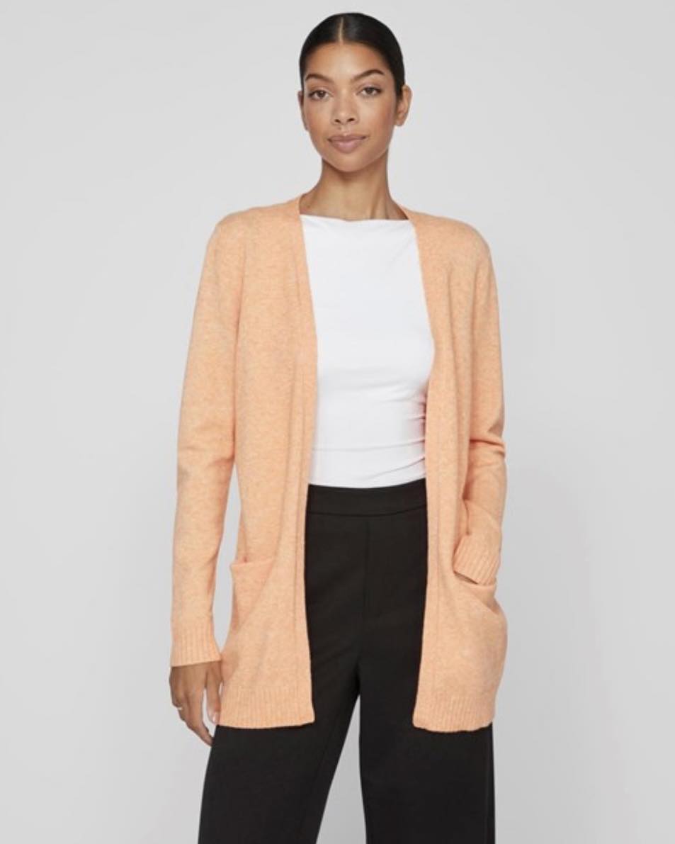 Viril Open L/S Knit Cardigan - Shell Coral