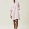 Lucy organic cotton seersucker nightshirt - pink/white