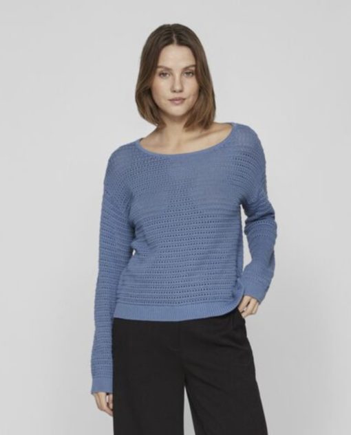Vibellisina Boatneck- L/S knit Top -Cornet Blue