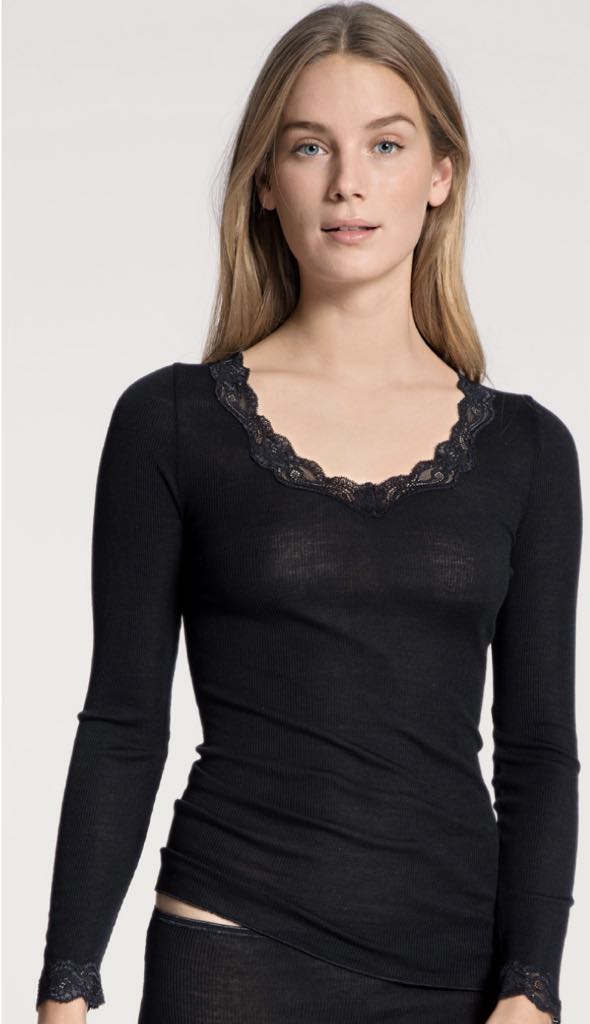 Calida Richesse Lace Shirt Long Sleeve - Black