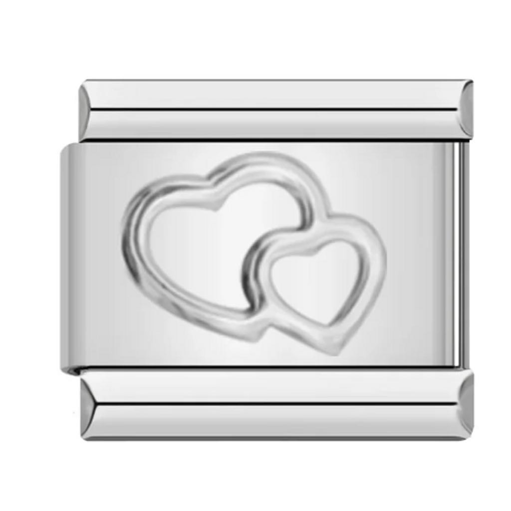 Double heart sølv- charms links