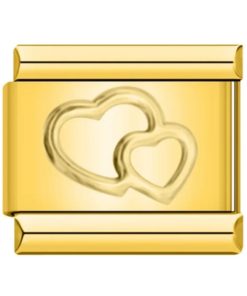 Double Heart Gold Charm Links
