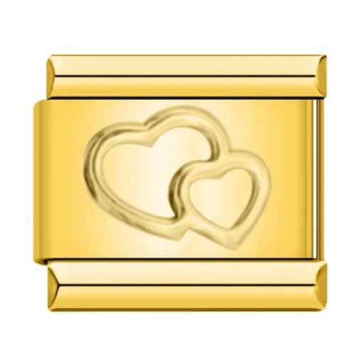 Double Heart Gold Charm Links