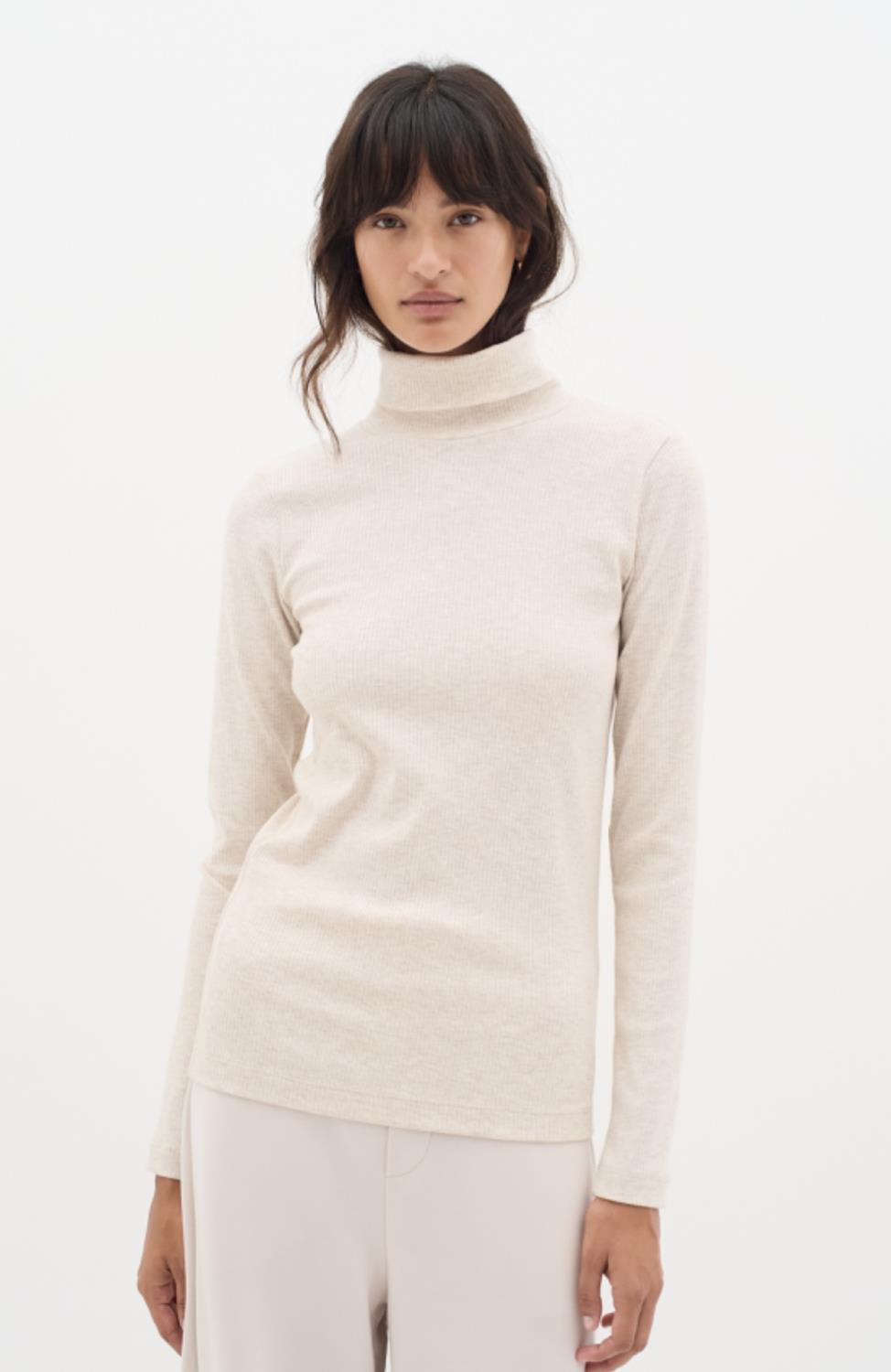 DagnaIW Rollneck Melange LS - Ecrue