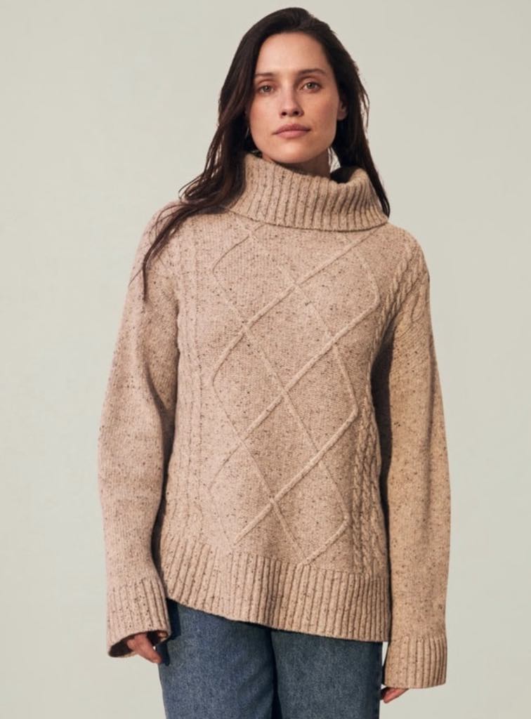 Emma Wool Blend Cable Knitted Roll Neck