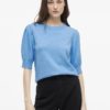 Viril 2/4 sleeve o-neck knit top - Blissful Blue