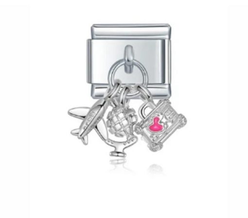 Travel Silver link charm