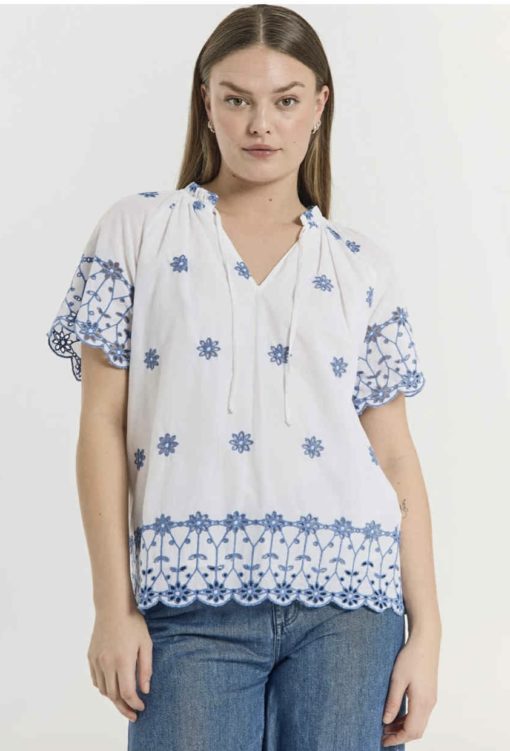 FQDiddi-Blouse - Brilliant White W Deep Ultrama