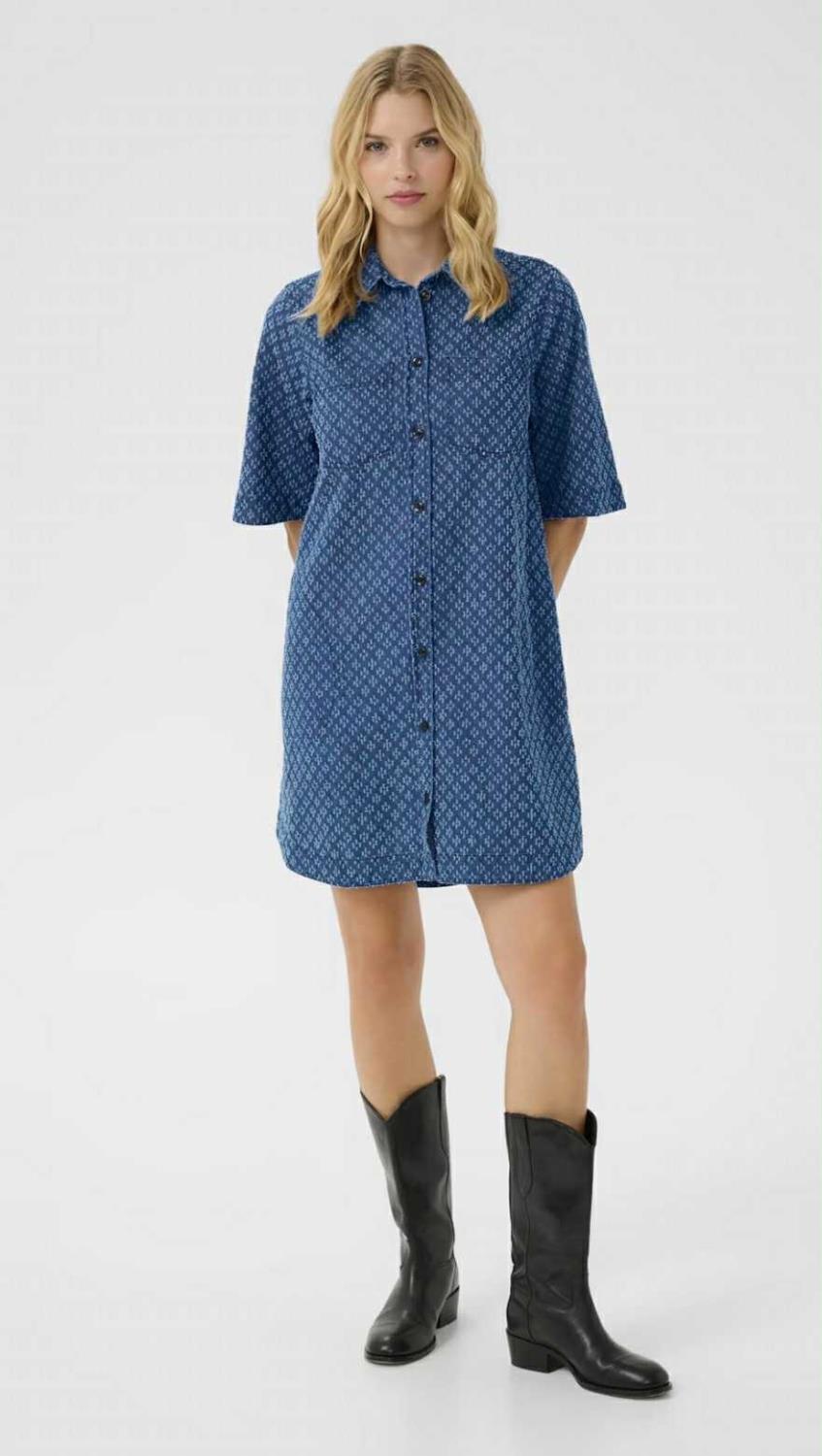 SardiaPW Kjole - Ditressed blue denim