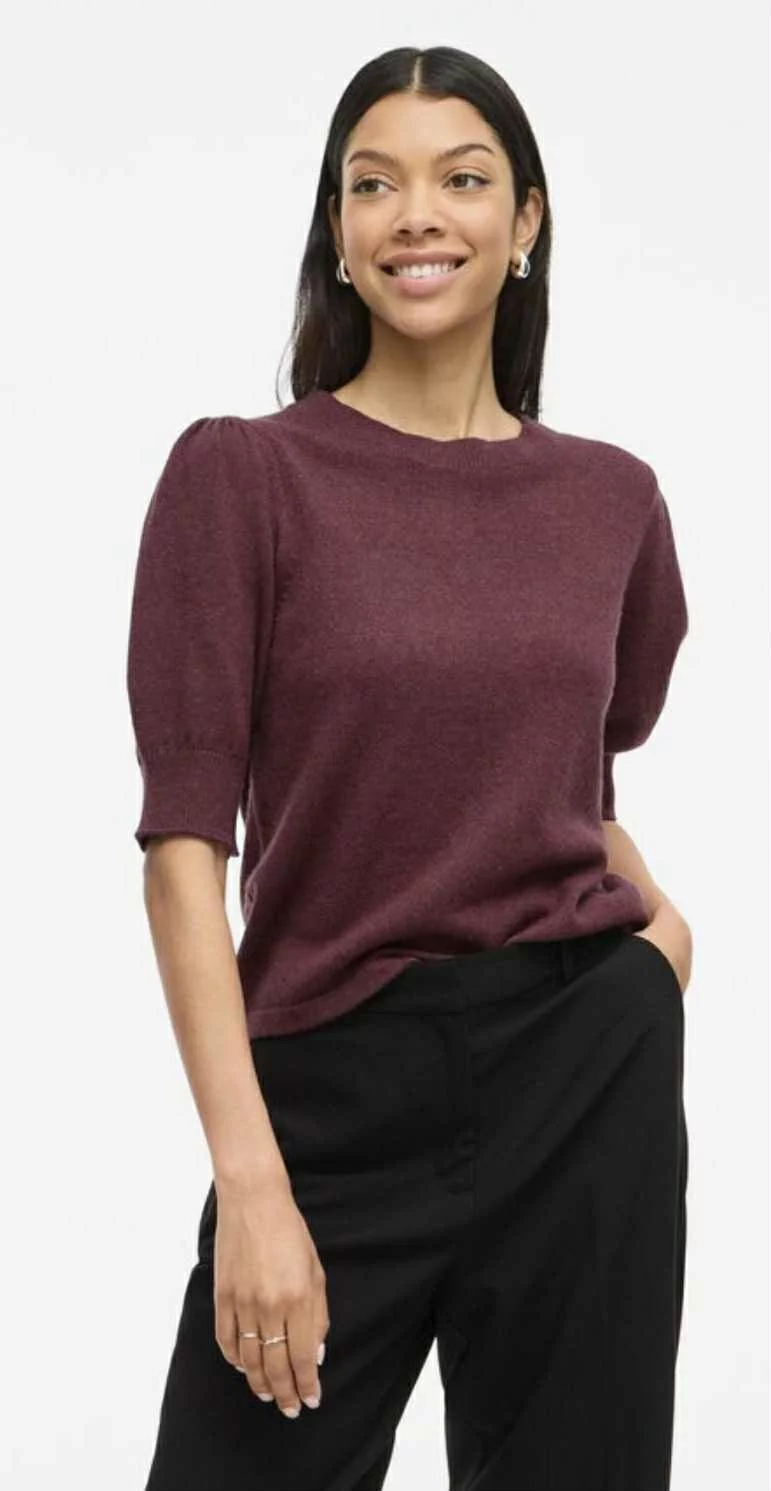 Viril 2/4 Sleeve O-Neck - Fig Dark Melange