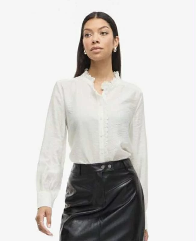 Vimalima L/S Frill Shirt - Snow White