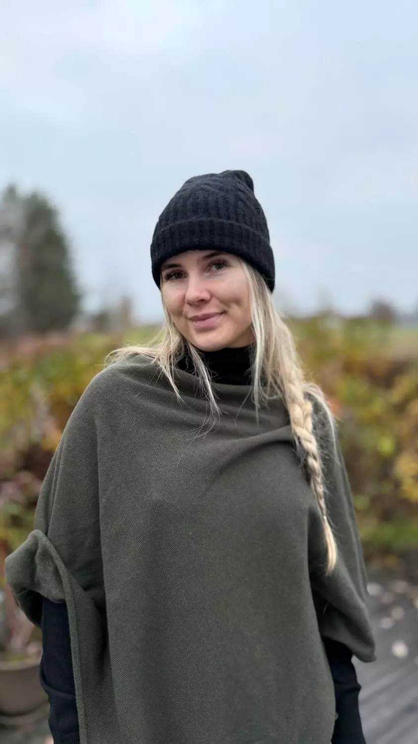 Tif Tiffy Pulsett Poncho - Oliven